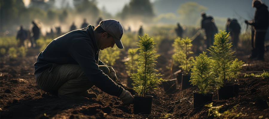 un hombre cultivando un campo